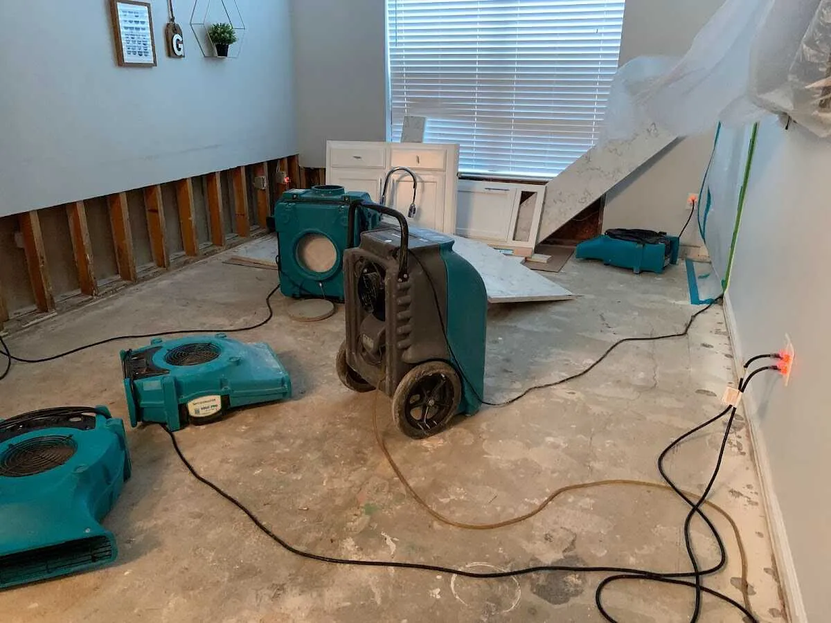 Dehumidifier in flood-cut room for Water Extraction & Removal in Foxborough